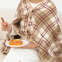 체크똑딱이담요 극세사보온망토 입는무릎담요