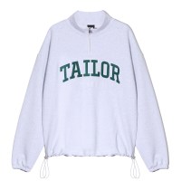 테일러스튜디오 엔비엘 오버핏 하프집업 스웻셔츠 (화이트메란지)
