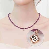 14K GOLD 루이 클로버 천연 루비 목걸이