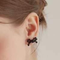 [10/17일 예약배송] (실버925) 오닉스 장미 리본 귀걸이 EC3041