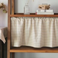 베이직 깅엄체크 베이지 바란스커튼 6size