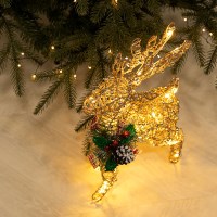 크리스마스 LED 루돌프 사슴 대형 장식 글리터 로즈골드 40cm