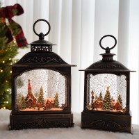 크리스마스 눈내리는 마을 스노우볼 정사각 워터볼 무드등 선물