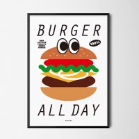 버거 올데이 M 인테리어 디자인 포스터 햄버거