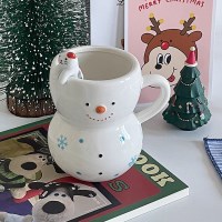 크리스마스 겨울 눈사람 머그컵 연말 홈파티 소품 350ml