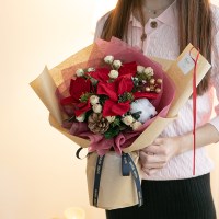 포인세티아 조화 꽃다발 빈티지 38cm 인테리어 꽃 선물