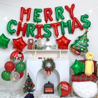 파티풍선 풀세트 _메리 크리스마스 트리풍선 레드그린