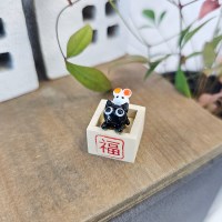 유리 미니어쳐 복많은 고양이와 생쥐