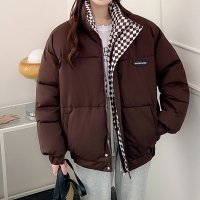 숏 패딩 자켓 점퍼 경량 바람막이 체크배색