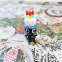 유리 미니어쳐 촛불 케이크 고양이