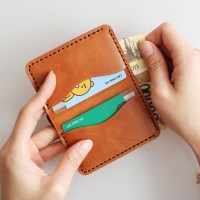 수제 가죽 지폐수납 카드지갑 베지터블 투톤브라운