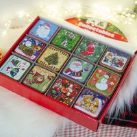 12P세트 크리스마스 산타트리 사각 틴박스 선물 소품 틴케이스