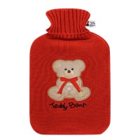 테디베어 보온물주머니 니트커버 리본곰 레드 2L 핫팩 찜질팩