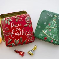 크리스마스 트리 사각 틴박스 선물용 소품 틴케이스