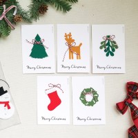 크리스마스 트위드 리본 엽서 5P 세트