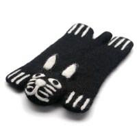 검은 고양이 양모 펠트 코스터