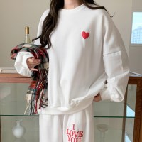 여자 겨울 루즈핏 맨투맨 조거 트레이닝 세트