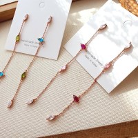 여자 겨울 정장 실버 큐빅 핑크 이어링 귀걸이