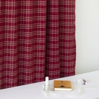 브릭 레드 빈티지 체크 커튼