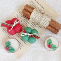 [호수공방] 크리스마스 미니큐브+골드티라이트 캔들 세트