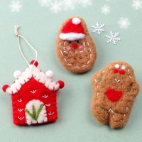 아트랄라 양모 성탄집과 산타쿠키 (1개) 양모펠트 성탄 데코소품 인