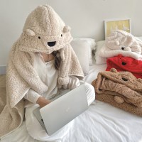 곰돌이후드담요
