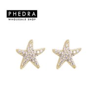 여자 파티 블링 별 큐빅 실버 골드 침 귀걸이