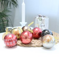 크리스마스 반짝이는 오너먼트 틴 원형 케이스 7p 세트 지름 6.5cm