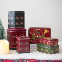 크리스마스 빈티지 틴사각박스세트 3p 2type 가로형 세로형