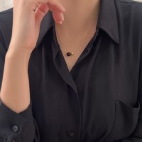 [자체제작] 실버 골드 볼 오닉스 원석 은 체인 목걸이