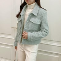 여자 겨울 정장룩 소프트 양털 퍼 양포켓 자켓