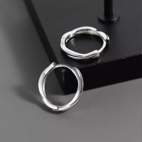 여자 남자 커플 크로스 원형 실버 귀걸이