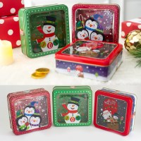 크리스마스 틴 투명 정사각 선물상자 2type 15x15xh5.5 철제상자 틴