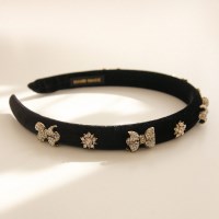 제이로렌 벨벳 리본 큐빅 머리띠 포인트 헤어밴드 H01109