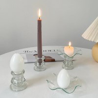 유리 오브제 엔틱 촛대 글라스 (트레이+홀더세트)