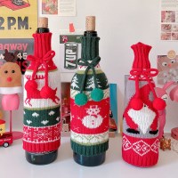 크리스마스 패턴 니트옷 와인 샴페인 커버(3종)