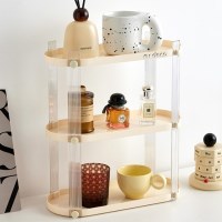 [클리어런스] 블랙투명 타원형 인테리어 간단 조립 선반 2color