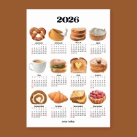 2026 빵 포스터 벽걸이 빵달력