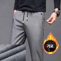 남자 겨울 한파 보온 기모 밴딩 일자핏 팬츠