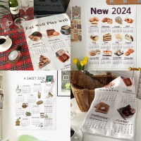 2024년 베이커리 디저트 커피 패브릭 달력 포스터 천캘린더 인테리어