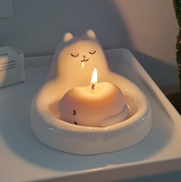 고양이 허그 도자기 캔들홀더