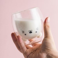 Animal 내열유리 더블월 입체컵 240ml - 귀여운 이중 유리컵