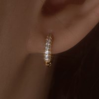 14k post 에반 큐빅 원터치 링귀걸이