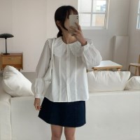 레이스 펀칭 카라 블라우스 셔츠