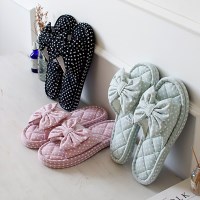 도트리본 3중쿠션 면 슬리퍼 3color