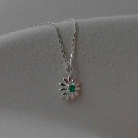 실버92.5 에메랄드 천연원석 들꽃 은목걸이