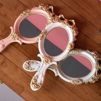 빈티지 디자인 골드 리본 손잡이 손거울