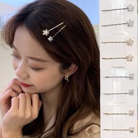 4개세트 메탈 큐빅 실핀 앞머리 옆머리 포인트 헤어 집게핀 실삔