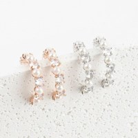 여자 클래식 큐빅 진주 웨딩 이어링 귀걸이