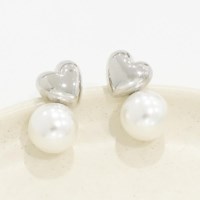 여자 고급 스타일 진주 하트 이어링 귀걸이